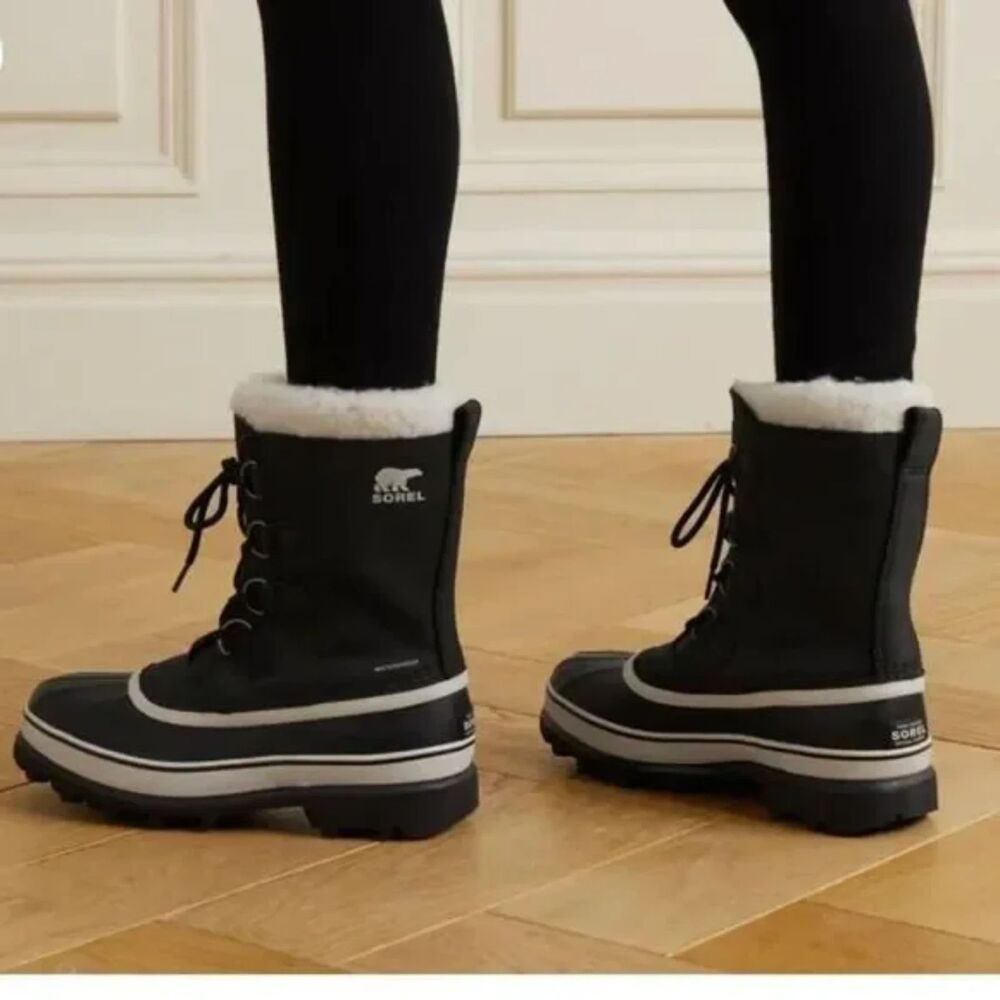 SOREL Women's Caribou Waterproof Insulated Winter Snow Boots Black Stone 8-9 - Picture 8 of 8
